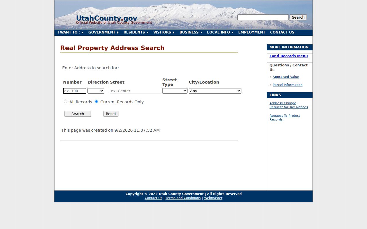 Springville street directory Utah County address search fields